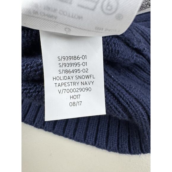 Gap Holiday Snowflake Sweater Mens L Navy Tapestry Red Fair Isle Cotton Nordic - Picture 8 of 11